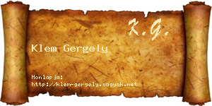Klem Gergely névjegykártya
